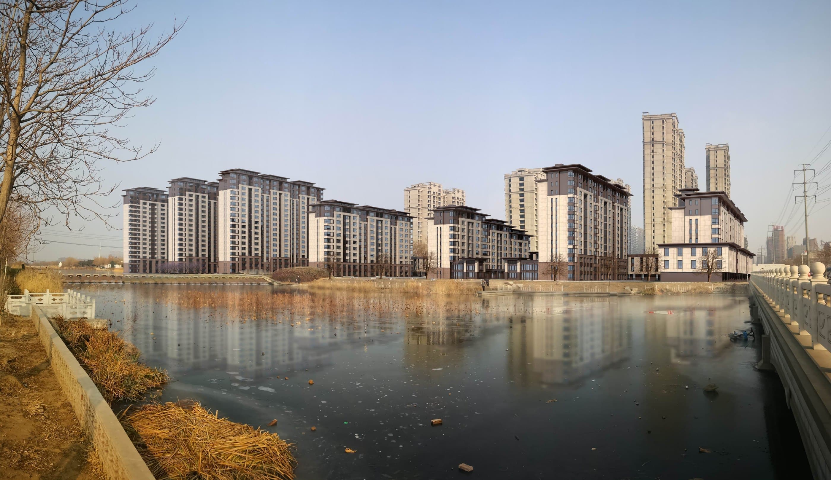 Dingtai Palace across the river by day