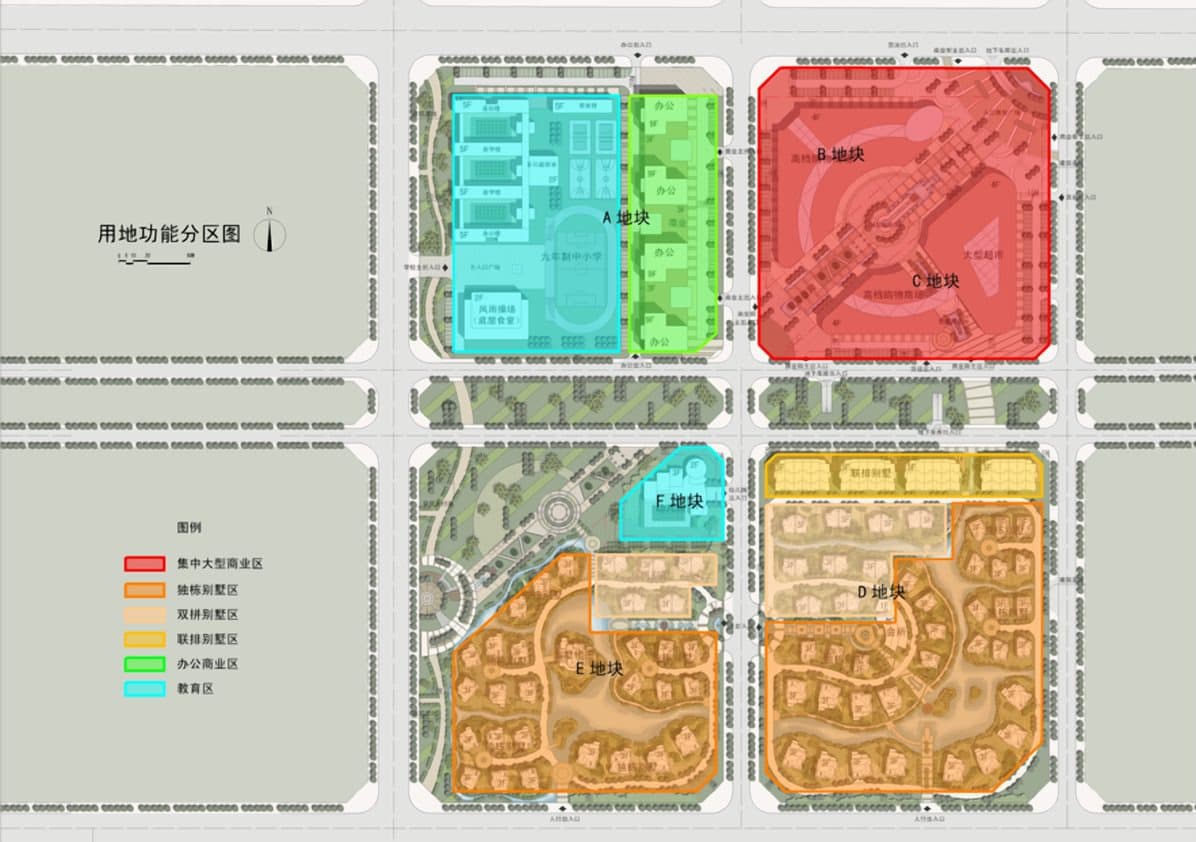 南湖生态小镇用地功能分区图