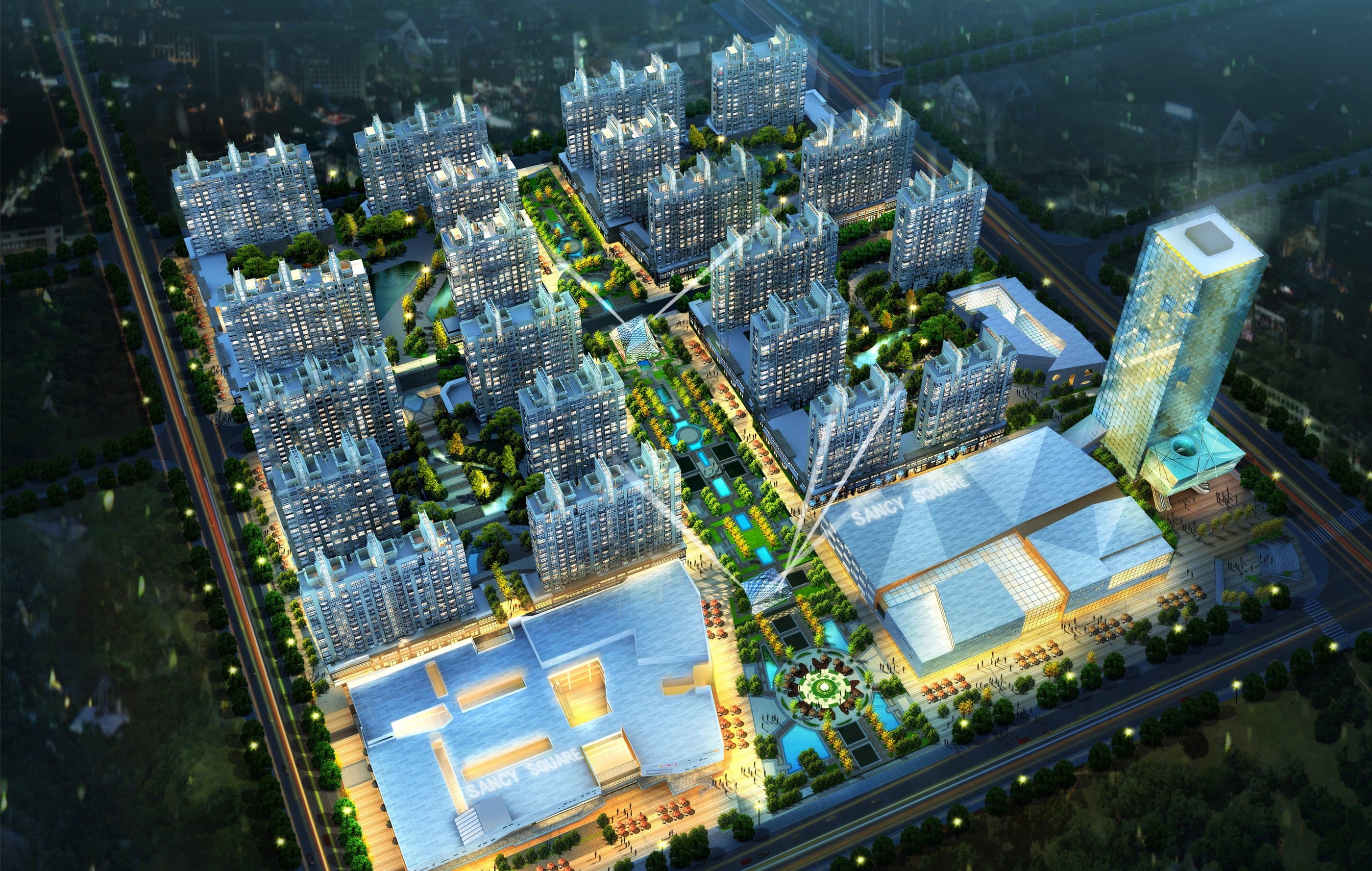 Qianxi City, aerial view at night