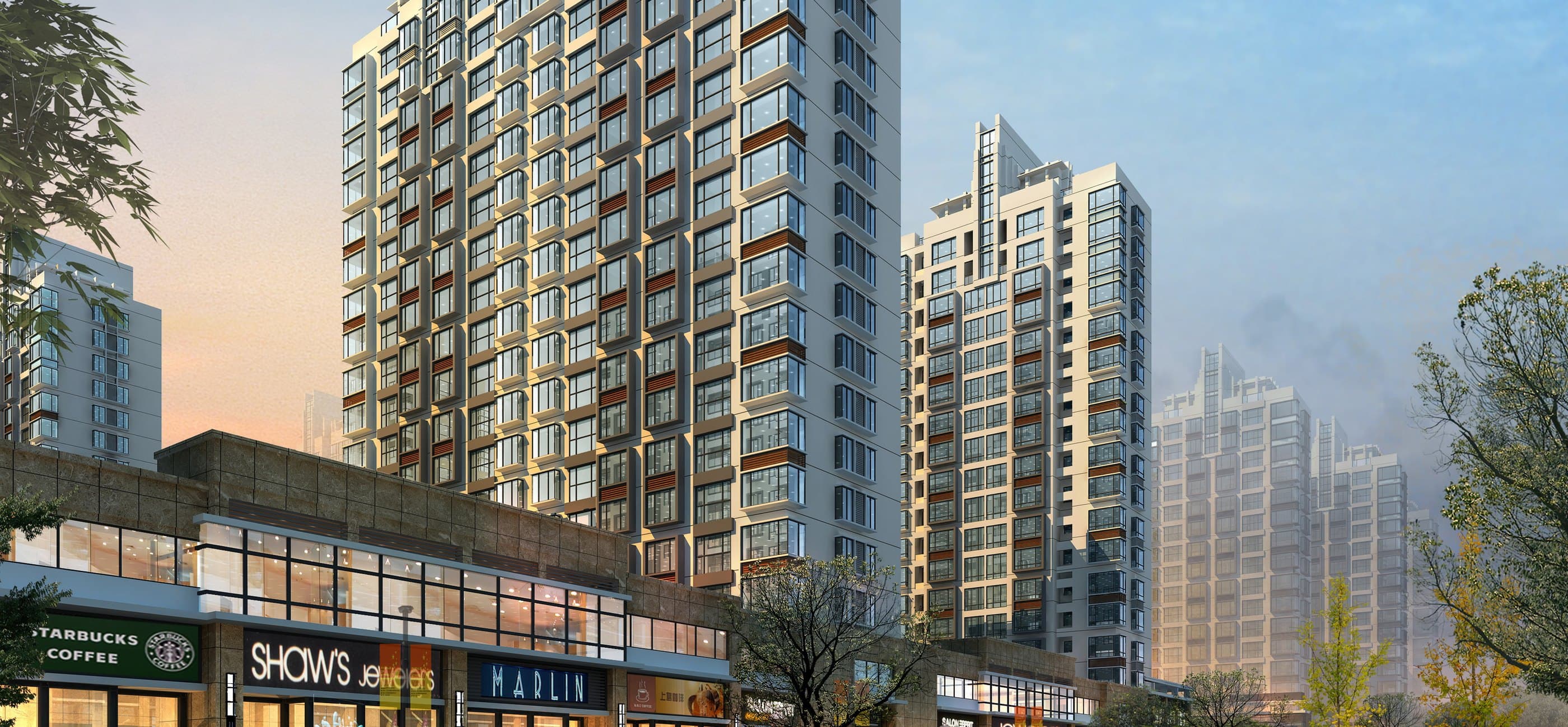 Residential blocks, rendering