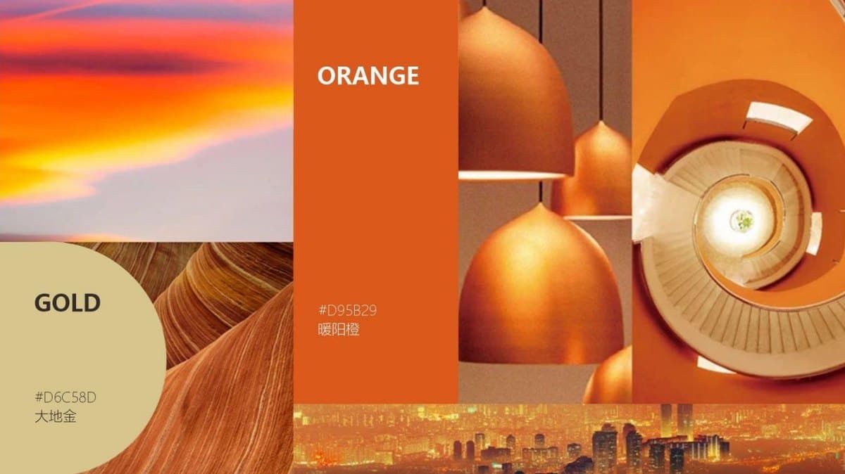 Brand colours: warm sun orange and earth gold