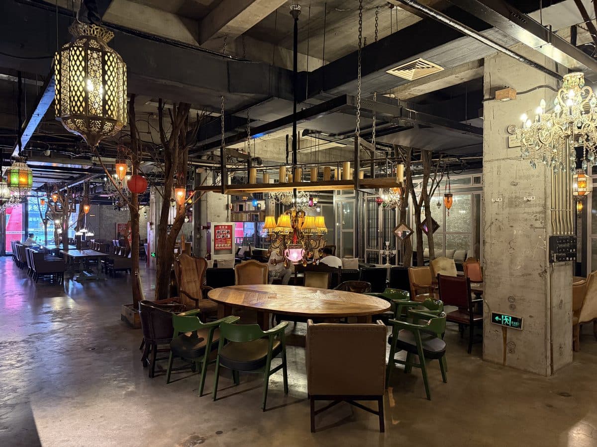 Café seating on the retail street