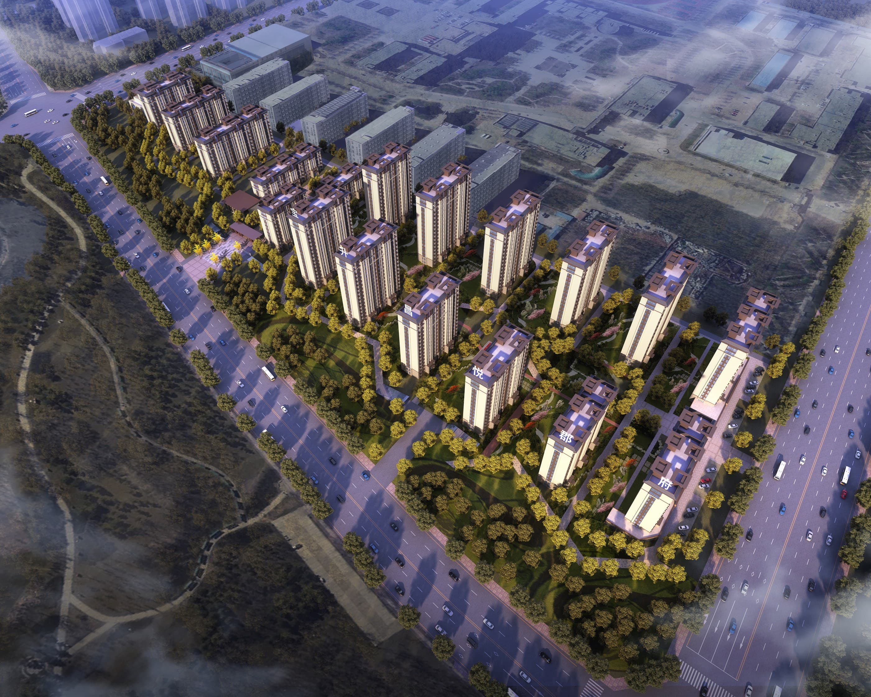 Aerial rendering, daytime
