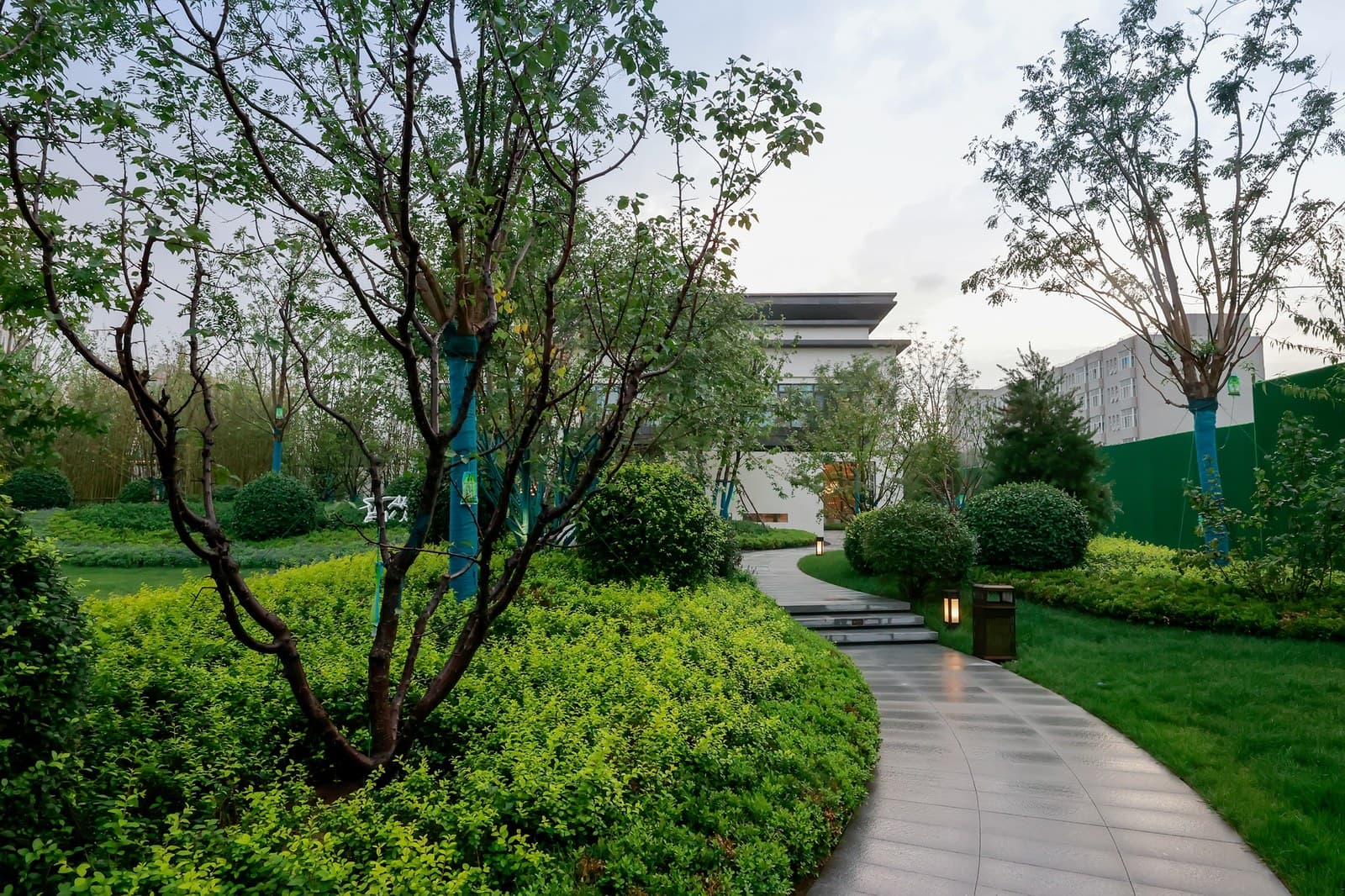 Show garden: trees and lawn