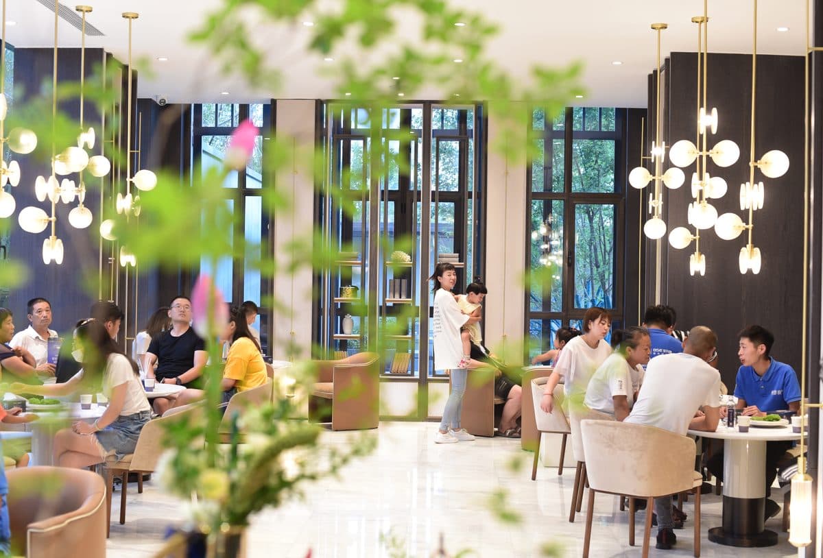 Guests in the sales gallery lounge