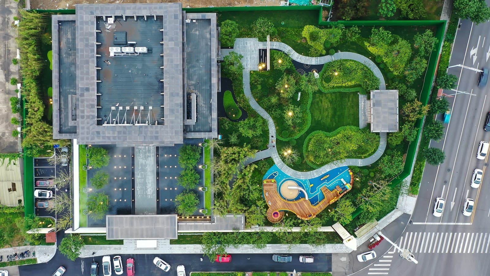 The grounds from above