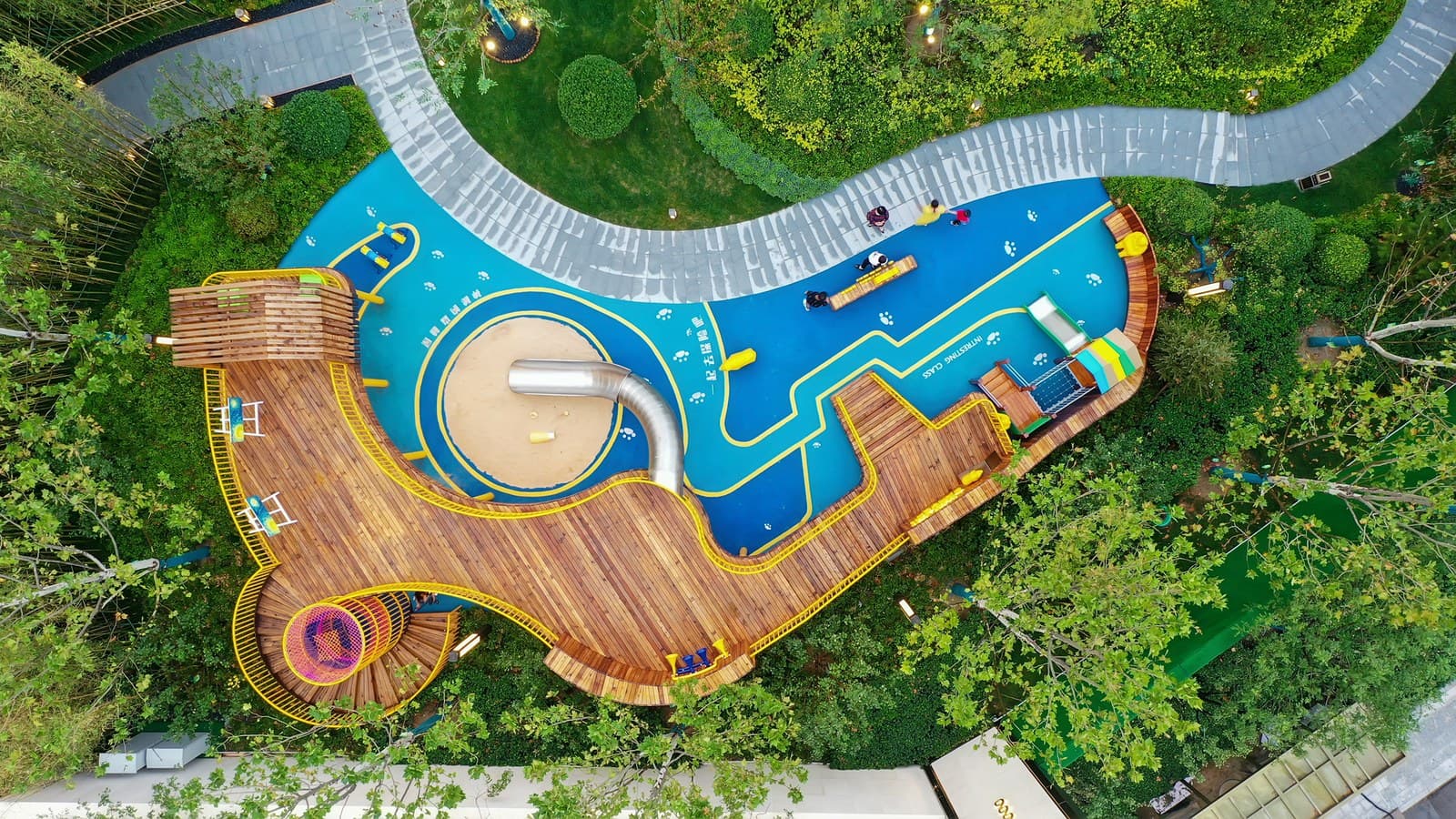 The playground from above, close