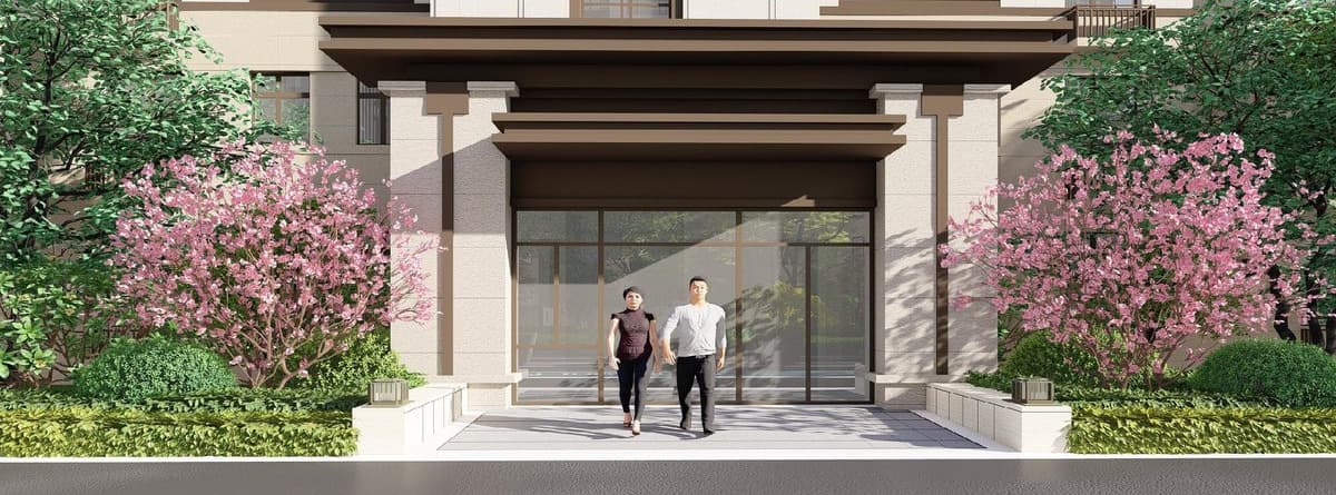 Seating under the trees, rendering