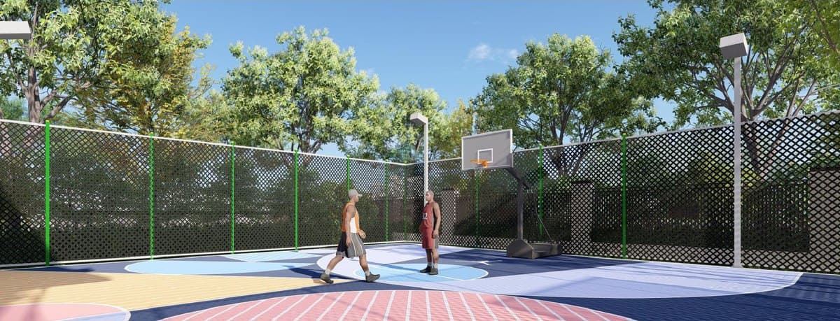 Basketball court, rendering