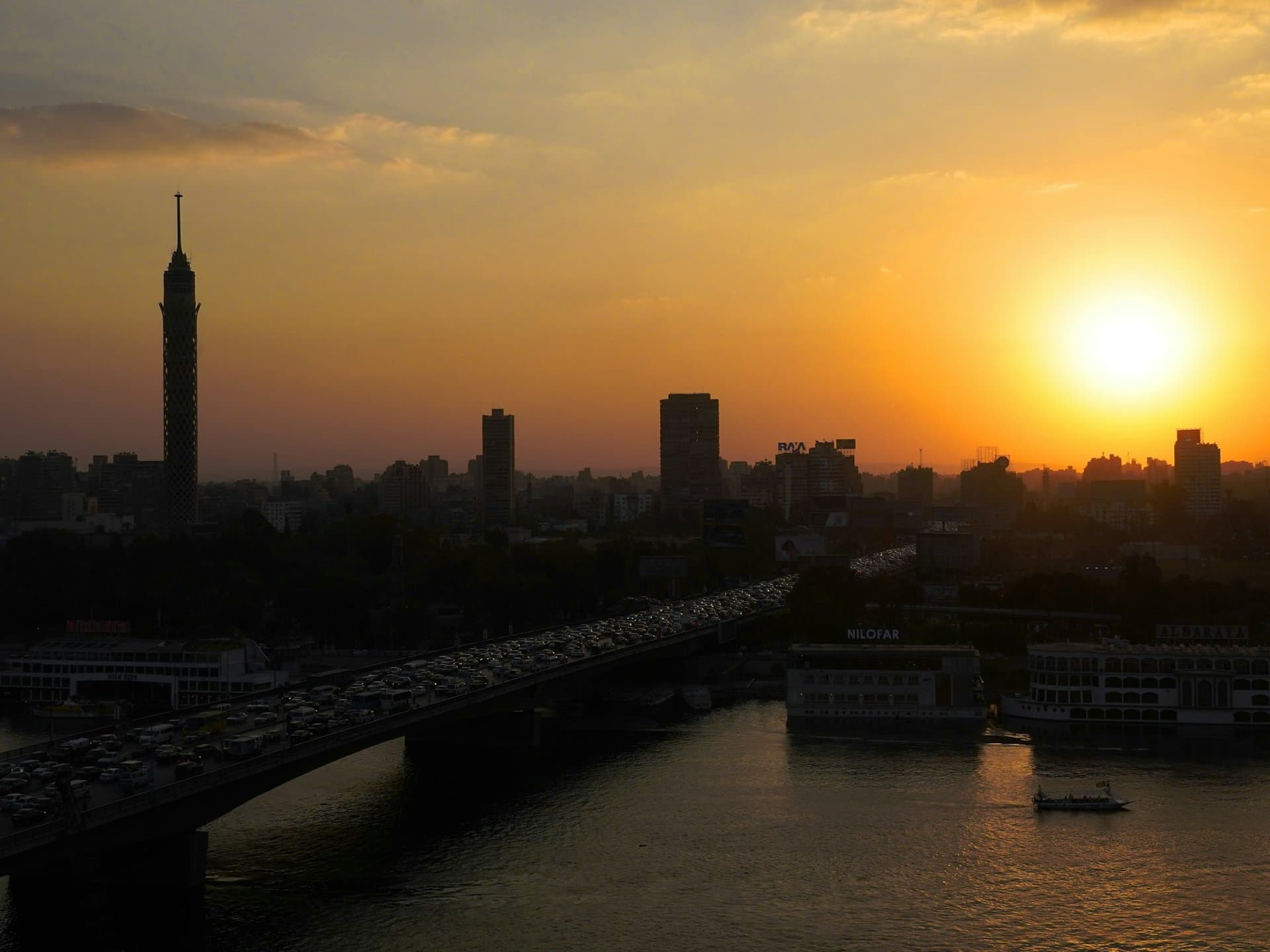 Cairo's skyline at sunset