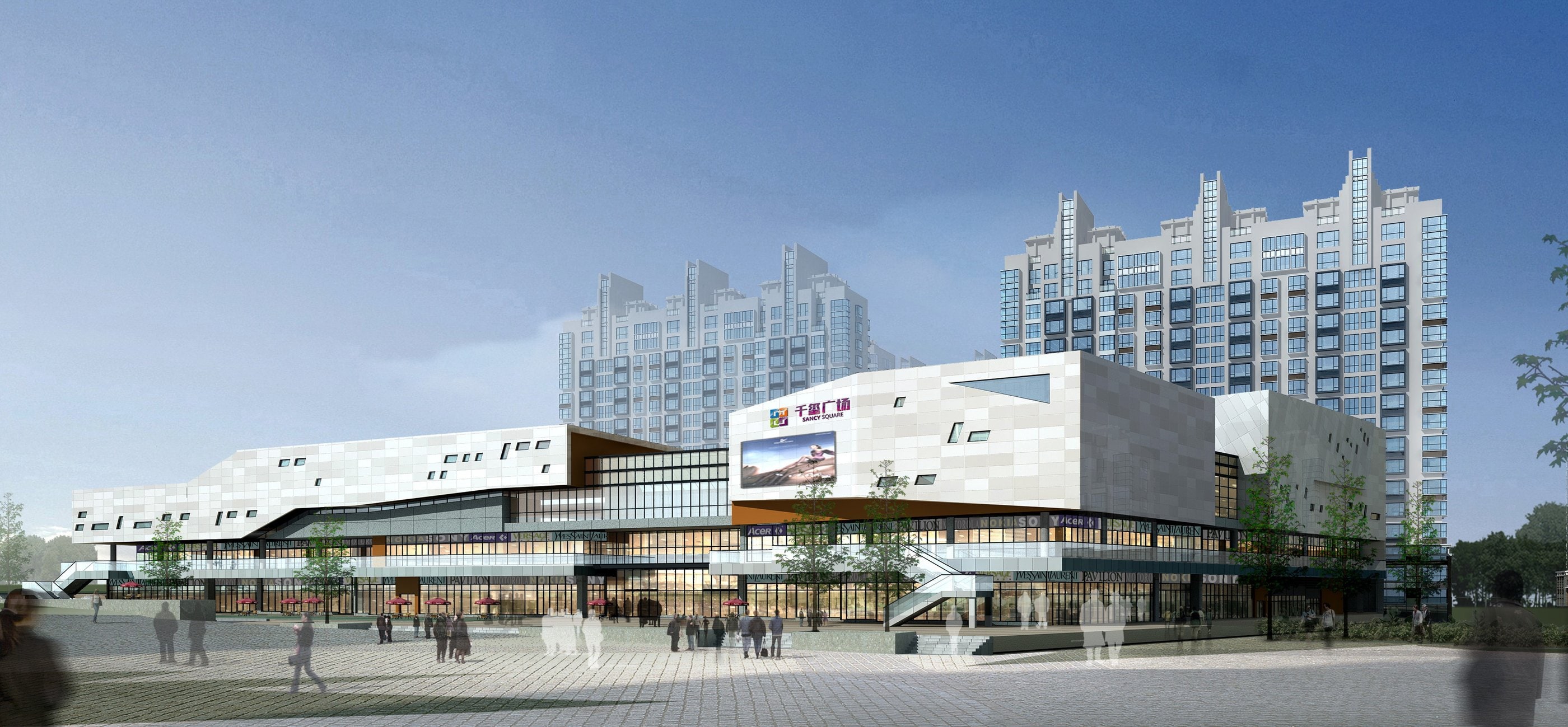 Qianxi Square retail frontage, daytime rendering