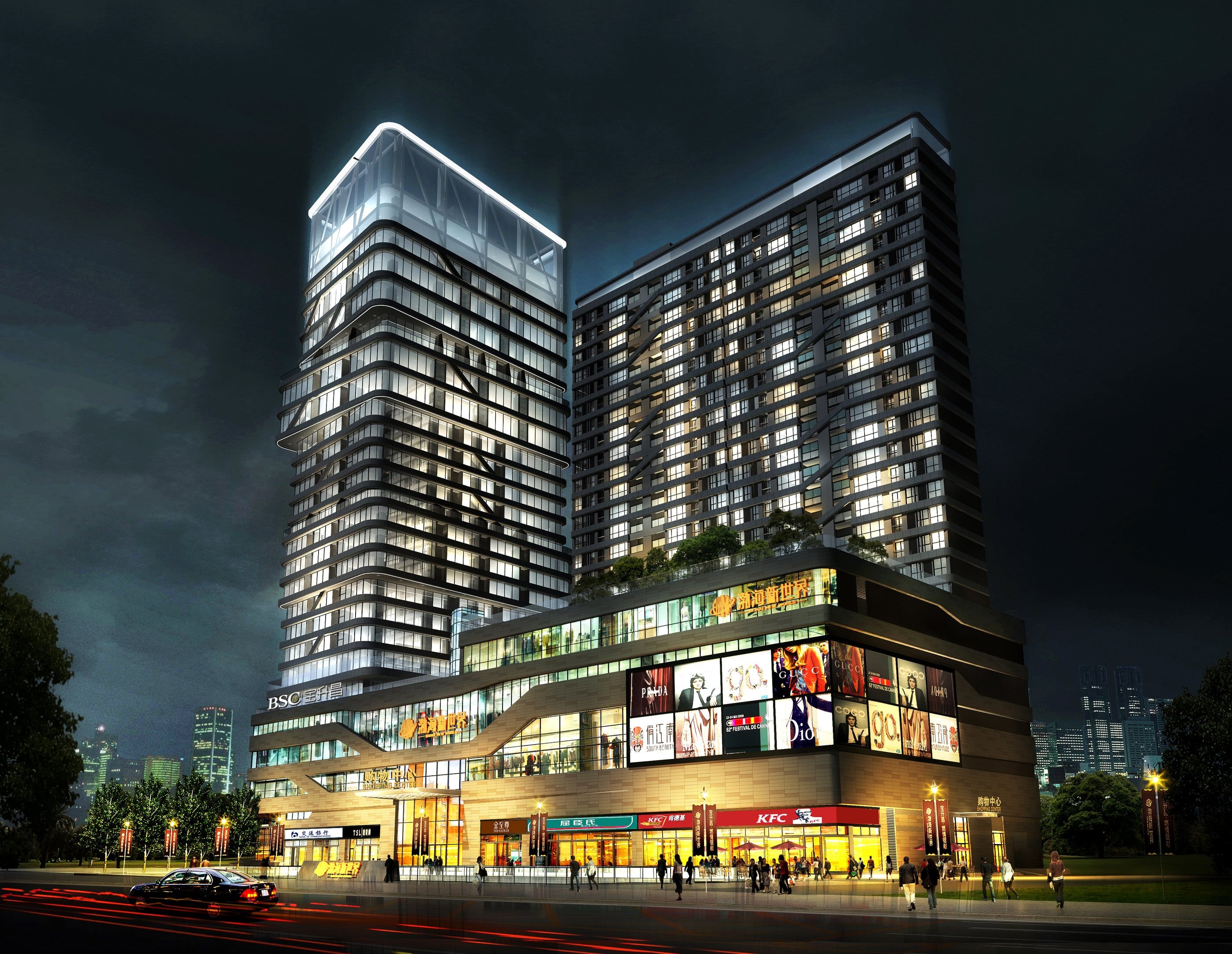 The whole scheme at night
