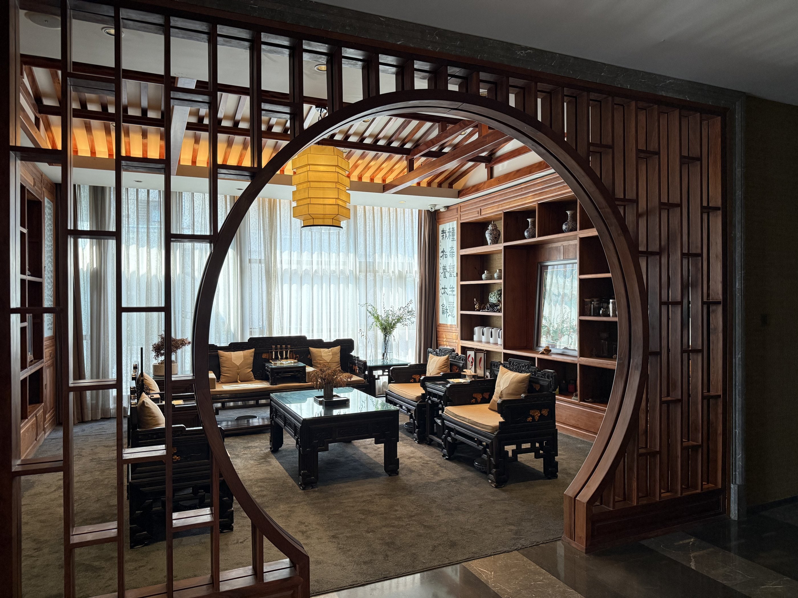 The Chinese reception room, seen through its moon gate