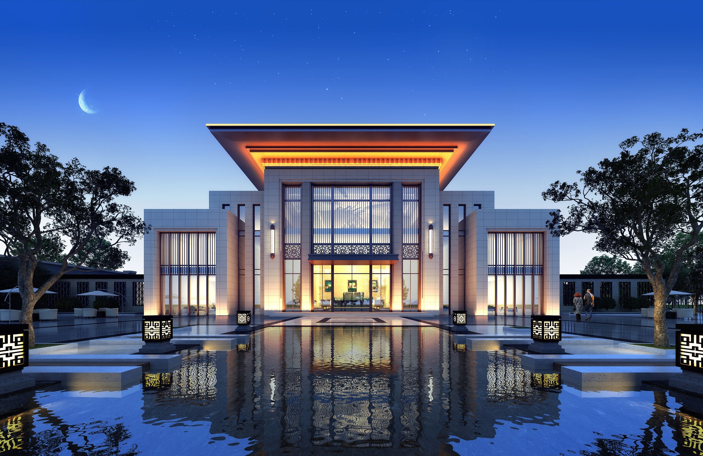 Main gate rendering, night